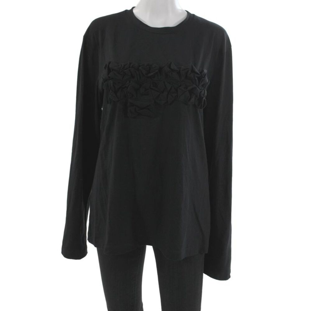 Meimeij Women Jersey T Shirt Black Elastane Long Sleeve Crew Neck Size 46